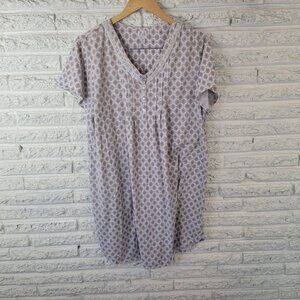 Aria Womens Nightgown 1X Plus Short Blue Geometric Lace Trim GEO234E